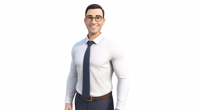 3D Businessman Character with Folded Arms and Confident Smile