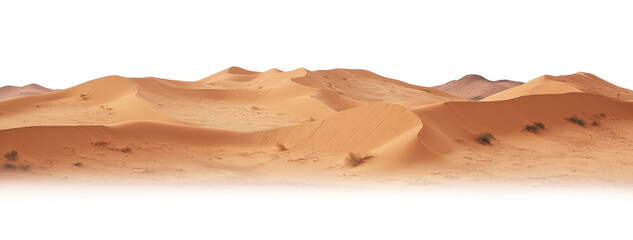 Panoramic view of majestic desert sand dunes on transparent background