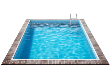 Close up Square swimming pool PNG Pool with Water isolated on white and transparent background - Modern  Poolside architecture Backyard Pool Luxury