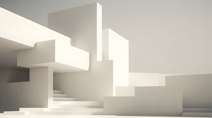 Fototapeta premium Minimalist Architectural Landscape with Sleek Angular Structures and Geometric Forms