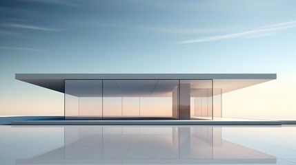 Fototapeta premium Sleek Minimal Brutalist Architecture with Expansive Void and Crisp Geometric Forms