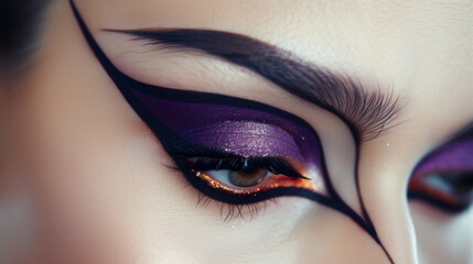 Photorealistic close-up of a woman with stylish Halloween makeup
