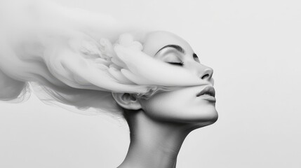 Abstract smoke, ethereal forms, monochrome effect Background