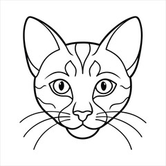 cat head illustration line art vector