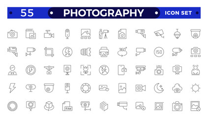 Photography icon set. Camera, photographer, video, photo and more. Photography studio. Camera icon set. Take photo and video camera icons collection.
