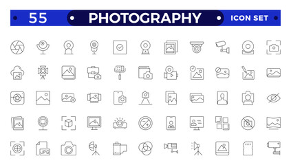 Photography icon set. Camera, photographer, video, photo and more. Photography studio. Camera icon set. Take photo and video camera icons collection.