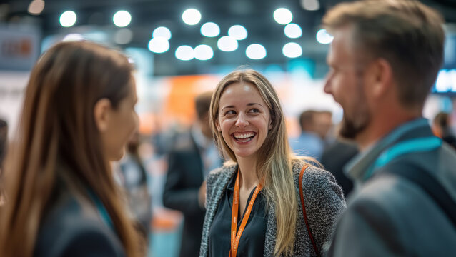 During a coffee break at a conference, a multi-ethnic group of business professionals engages in meaningful conversations.