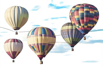 Naklejka premium a set of hot air balloons on white background