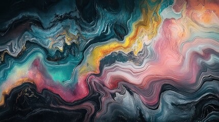 Obraz premium Abstract Wavy Swirls of Colorful Paint