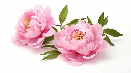Obraz premium Set of beautiful peony flowers on white background