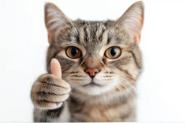 Obraz premium Cute Cat Giving Thumbs Up - Funny Animal Expressions
