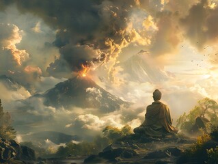 Buddha Contemplating Eruption.