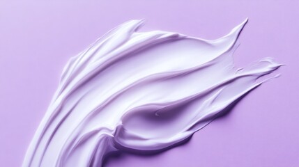 Cream texture smear on purple background, skincare