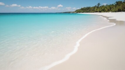  the water is calm with very little waves in the ocean in front,