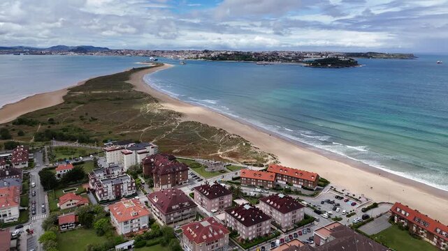 Somo Northern Spain Panning drone aerial
