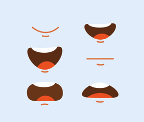 Man face constructor. Different emotions and feelings. Kit for creating social networks avatars. Pack of mouths and smiles. Flat vector collection
