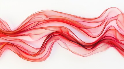   A wave of red and pink hues on a white canvas with a white wall in the backdrop