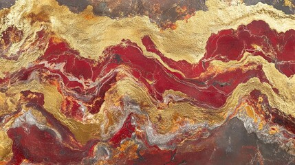 Abstract Swirling Red and Gold Marble Texture