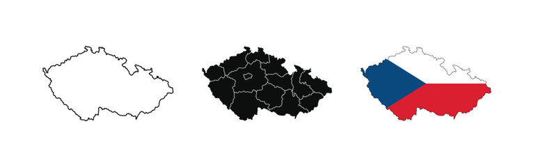 Vector Czech Republic Map. Map of Czech Republic with National Flag.
