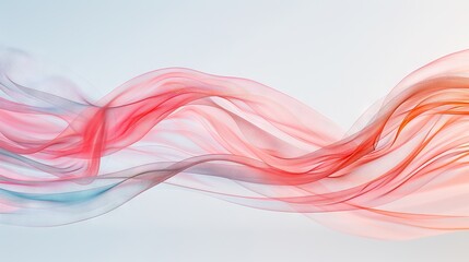   A red, white, and blue wave of smoke on a light blue background with a clear sky in the distance