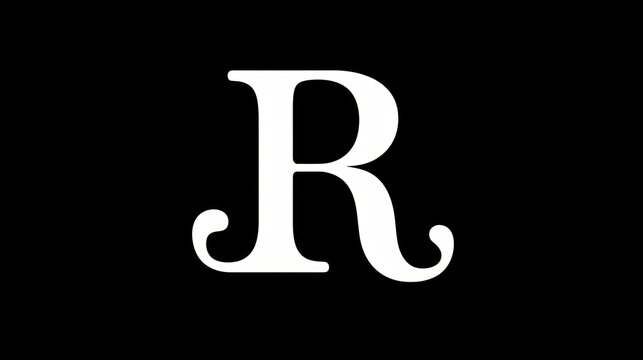 White Capital Letter R on Black Background