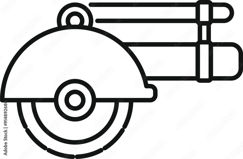 Poster angle grinder icon in outline style for construction and building project design