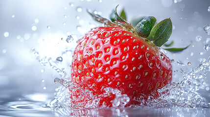 strawberry splashing in water , AI generated