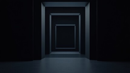 Dark blank poster with a minimalist design, perfect for showcasing artwork or promotional content, 3D rendering.