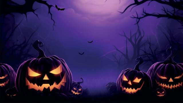Halloween themed wallpaper with purple background.