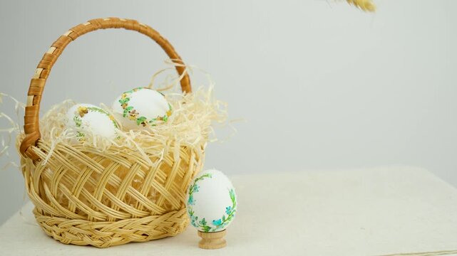 Easter eggs Collection of colourful hand painted decorated easter eggs on white background cutout file. Pattern and floral set. Many different design. Mockup template for artwork design
