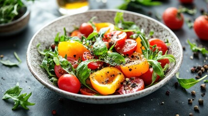 Fresh Salad with Tomatoes and Arugula