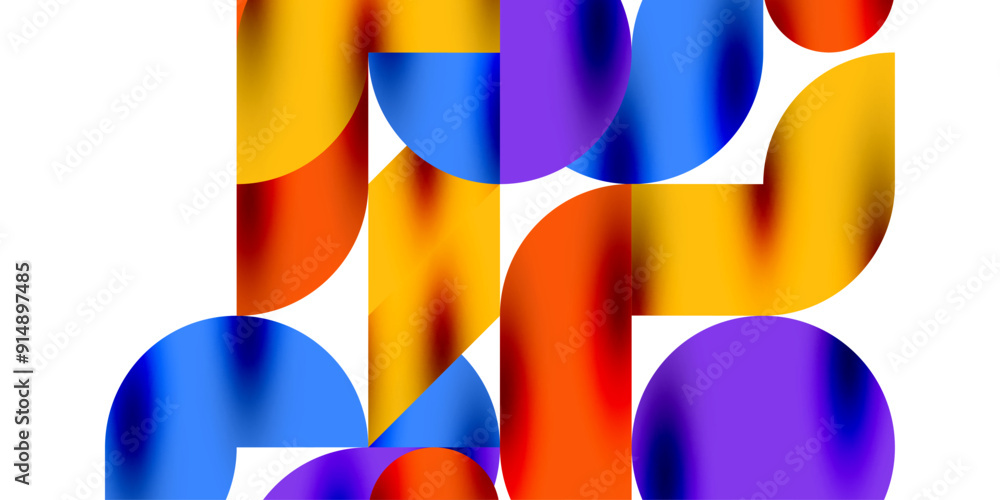 Poster tech minimal circular shapes geometric art. vector modern circles