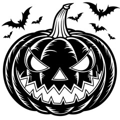 halloween pumpkin with bats
