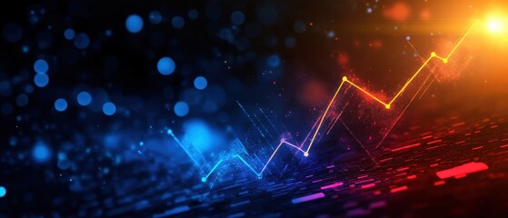 Obraz premium Dynamic Financial Growth Chart with Vibrant Colors and Digital Effects
