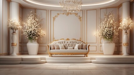 luxury living room | Luxury wedding ceremony interior wall background and copy space