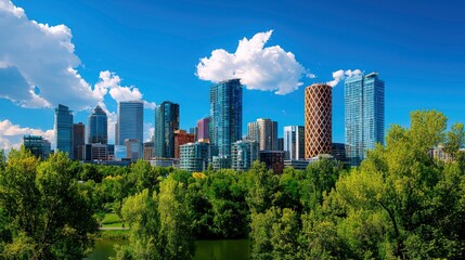 Obraz premium Downtown skyline, modern cityscape, business district Background