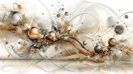   A photo of a white and golden backdrop with numerous bubbles at the base