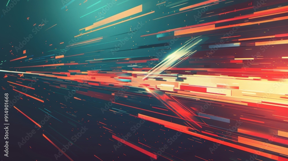 Poster create a dynamic arrow that appears to be in motion. how do you use lines and shapes to convey speed