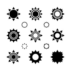 set of black and white icons sun vector illustration