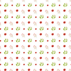 Flat christmas pattern design with leaves and mistletoe