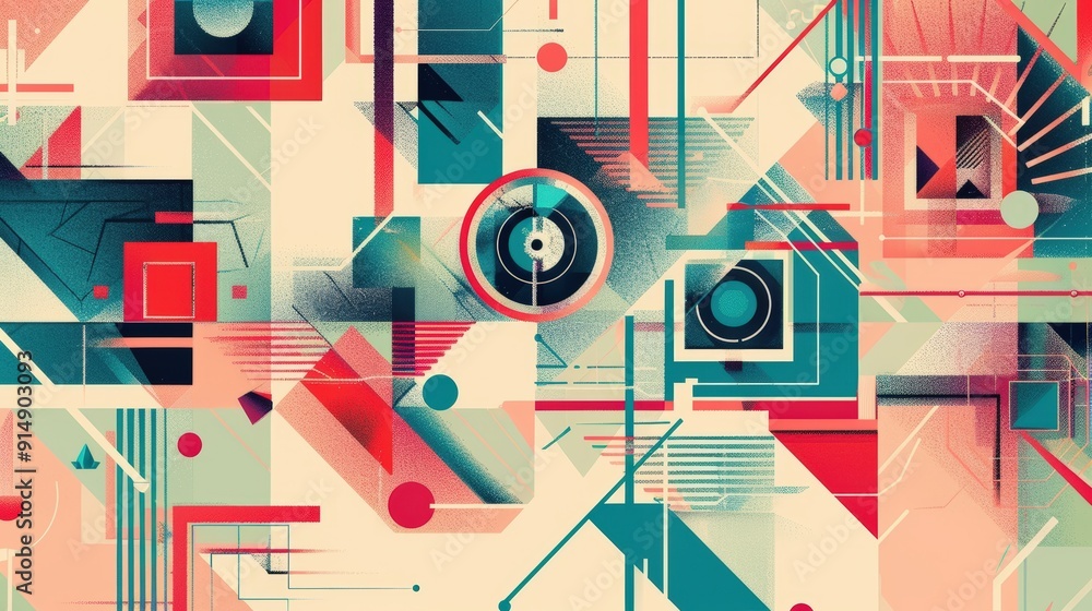 Poster geometric patterns in technology. discuss how geometric designs are utilized in digital interfaces o