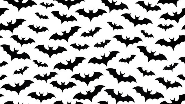 Bat seamless pattern Halloween Dracula Vampire ghost cartoon illustration gift wrap white design. Ghost seamless pattern. Halloween spooky cartoon bat wing tile background