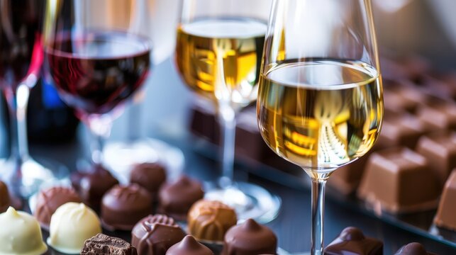 Gourmet chocolate tasting experience with wine