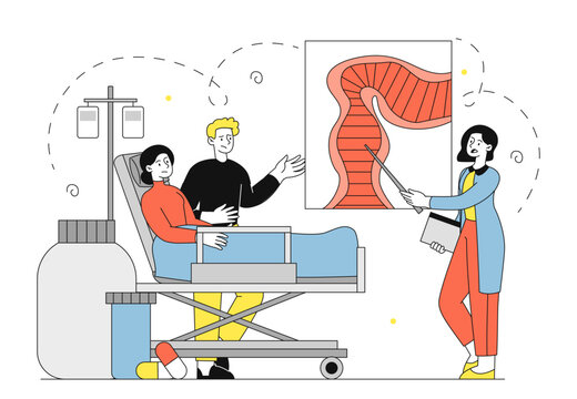 doctor explaining patient's condition in hospital clip art preview