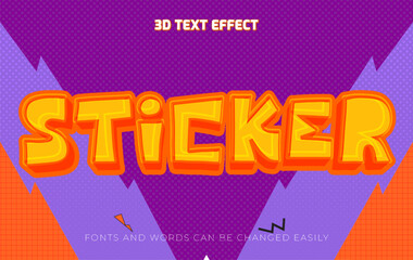 Sticker 3d editable text effect style