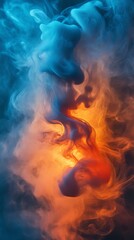 Fototapeta premium Abstract colored smoke with blue and orange
