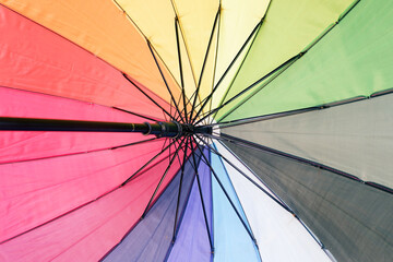 Lots of colors and the inside structure of the umbrella.