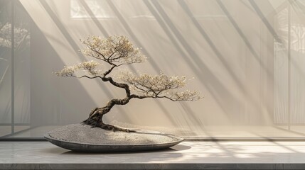 A style Bonsai featuring the elegant branches, placed against a neutral background