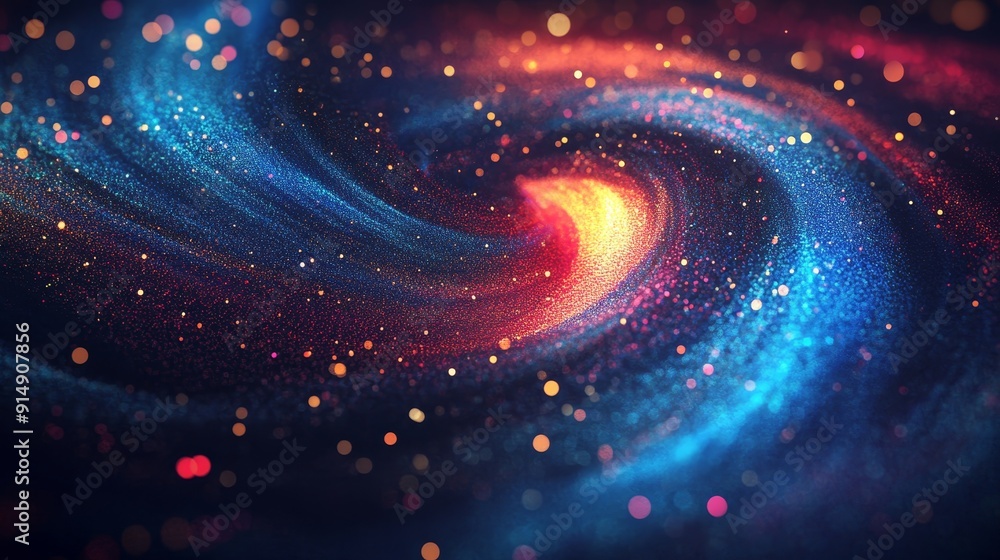 Poster Vibrant swirling particle abstract design ideal for colorful and dynamic backgrounds