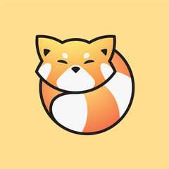 cute red panda logo curled up